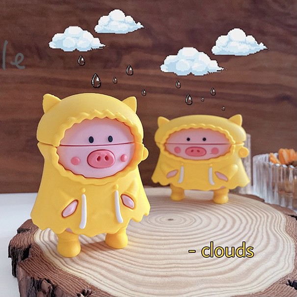 เคสแอร์พอด หมูน้อยใส่เสื้อกันฝน สำหรับรุ่นสอง-สาม-โปรหนึ่ง