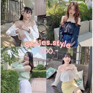 Sisties top 5สี💕 พร้อมส่ง เสื้อปาดไหลแขนยาว เสื้อเปิดไหล่ เปิดครอปปาดไหล่