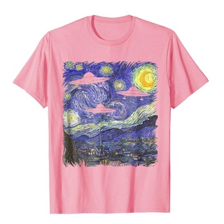 เสื้อยืดผ้าฝ้ายพิมพ์ลายขายดี เสื้อยืด ผ้าฝ้าย พิมพ์ลายเอเลี่ยน UFO Abduction Starry Night Van Gogh สําหรับผู้ชาย