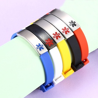 Ecgift BR024 สร้อยข้อมือ ป้ายแท็ก สเตนเลส ปรับได้ พร้อมสายซิลิโคน