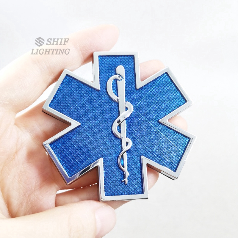 1 x โลหะ Blue Star of Life EMS EMT WHO รถ Auto 3D สติกเกอร์โลโก้งู Trunk Decor ป้ายสัญลักษณ์ Decal