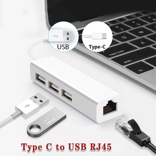 USB-C Ethernet Adapter 3 USB C Hub to Ethernet RJ45 Lan Adapter Network Card Gigabit Internet for Macbook Type C Hub