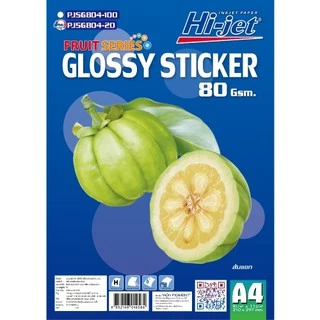 Hi-jet สติกเกอร์ผิวมัน Inkjet Fruit Series Glossy Sticker 80 แกรม A4 20 แผ่น