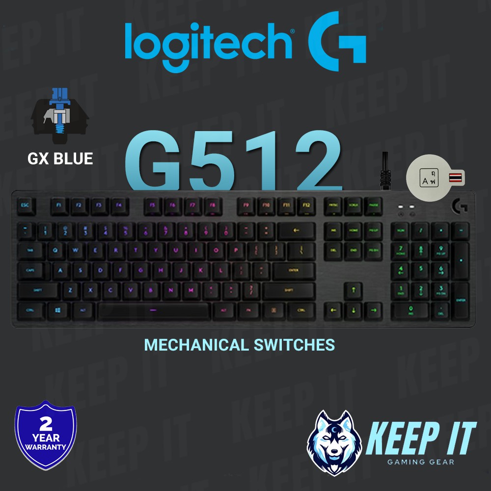 Logitech G512 Carbon RGB Mechanical Gaming Keyboard (GX Blue Clicky ...