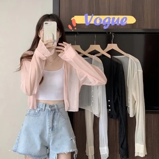 Vogue​🌟​พร้อมส่ง​🌟 เสื้อคลุม คาร์ดิแกนซีทรู บางเบาสีพาสเทลน่ารัก (8K66) -C