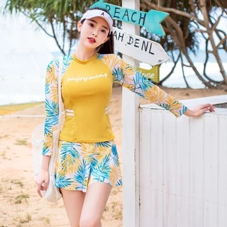jqk ชุดว่ายน้ำแฟชั่นผู้หญิงเสื้อแขนยาว+กระโปรง รุ่น 0227