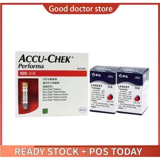 (วันหมดอายุ: 31 สิงหาคม 2024) Accu-Chek Accuchek Performa  100s Test Strip + 100s Lancets