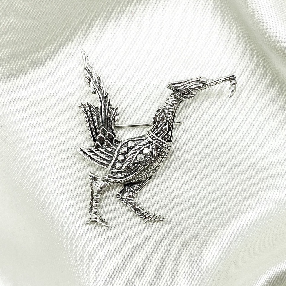 เข็มกลัดเงินรูปหงส์ เข็มกลัดรูปสัตว์ เข็มกลัดหงส์ เงินแท้ 925: 925 Sterling Silver Brooch [ASPB0053]