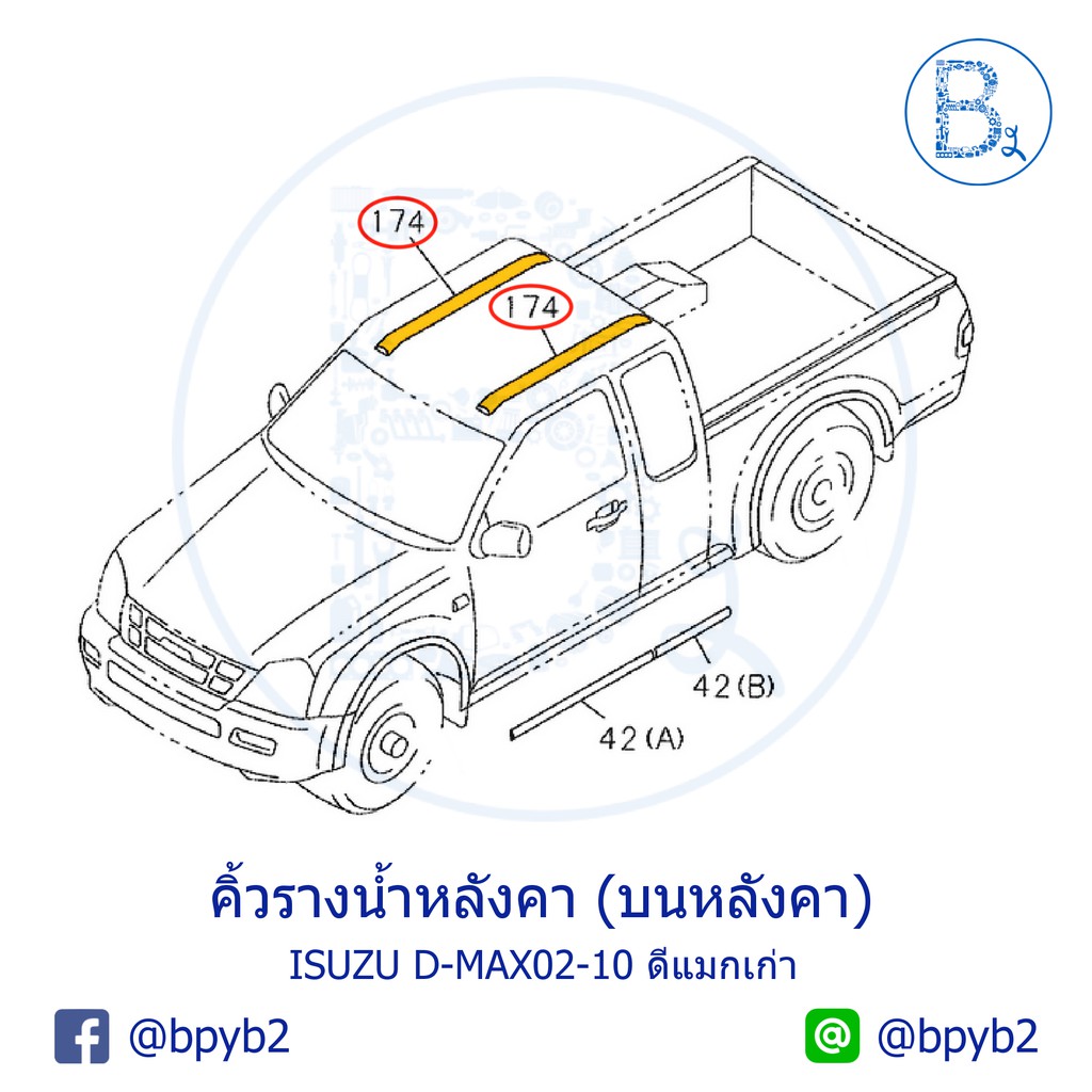**อะไหล่แท้** คิ้วรางน้ำหลังคา (เส้นที่อยู่บนหลังคา) ISUZU D-MAX02-10 ดีแมกเก่า / CHEVROLET เชฟตาหวาน,เชฟตา 2 ชั้น