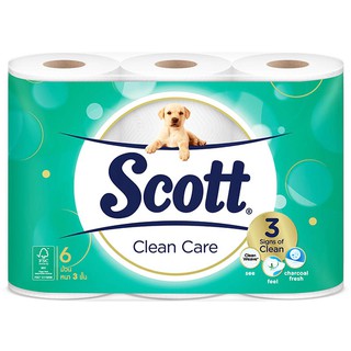 🔥สินค้าขายดี!! สก็อตต์ กระดาษชำระอเนกประสงค์ คลีนแคร์ แพ็ค 6 ม้วน Scott Clean Care Tissue Paper Pack 6