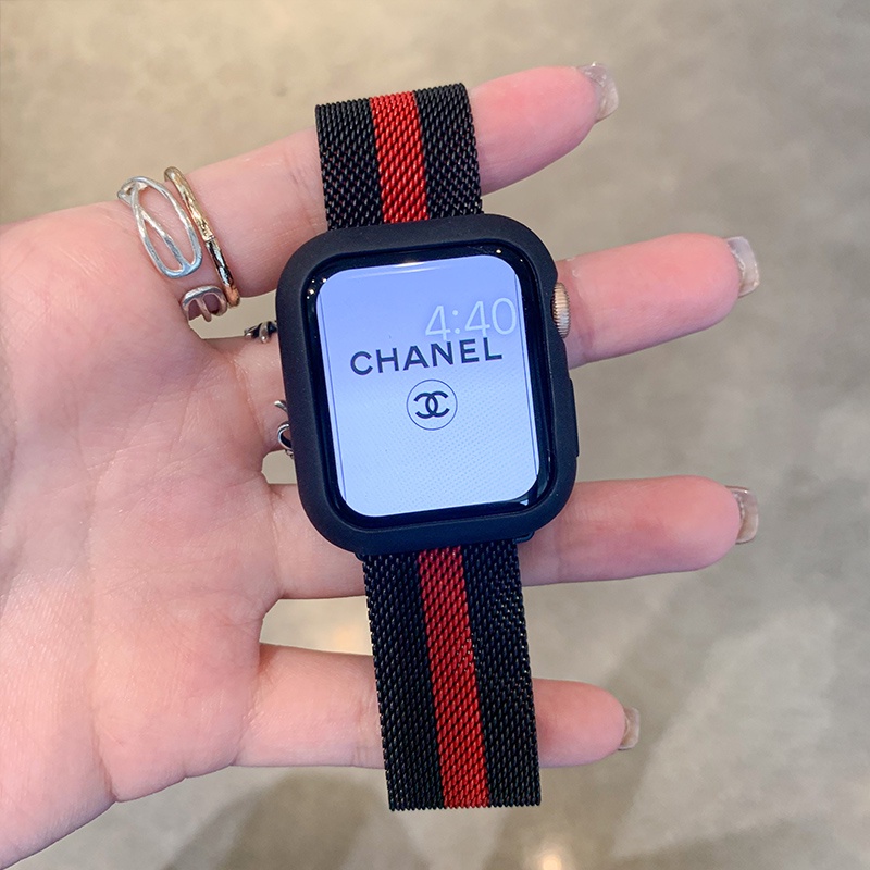สายนาฬิกาข้อมือสแตนเลสสําหรับ Watch Band 44 มม. 40 มม. 38 มม. 42 มม. + เคสอุปกรณ์เสริม watch Series 7 6 5 4 3 Se 45 41