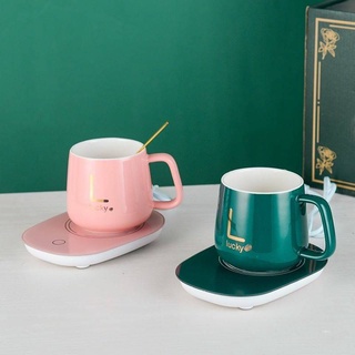 Lucky heated glass ceramic ชุดถ้วยแก้วเซรามิคพร้อมแผ่นอุ่นแก้วไฟฟ้า