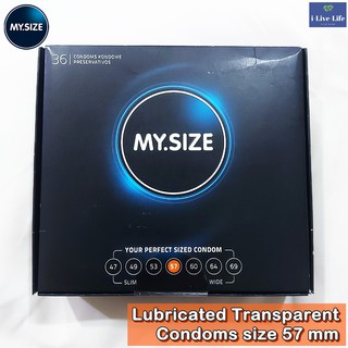 ถุงยางอนามัย ขนาด 57 มม. MY.SIZE® Lubricated Transparent Condoms size 57 mm คอนดอม USA Condom