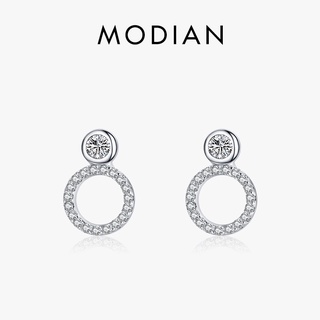 Modian ต่างหูสตั๊ด เงินแท้ 100% 925 ทรงกลม เรขาคณิต หรูหรา เครื่องประดับ สําหรับผู้หญิง งานแต่งงาน