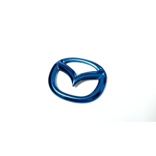 โลโก้ MAZDA พวงมาลัย สีฟ้า ( Logo แป้นแตร ตรงรุ่น Mazda2 Mazda3 CX-3 SkyActiv ปี 2015-2020 สำหรับ ติดพวงมาลัย )