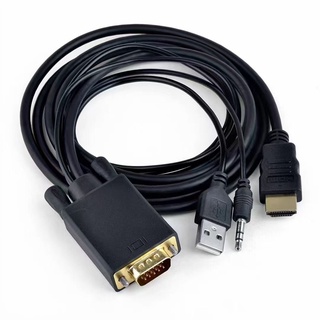 ตัวแปลงสัญญาณHDMI  TO VGA  1.8 เมตร with audio hd 1080Pมีเสียงด้วย black *สัญญานดีได้มาตรฐาน