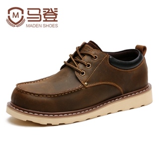 Maden Men's High Quality Spring and Autumn American Work Wear Shoes Honey Wax Outdoor Casual Big Head Genuine Leather Shoes