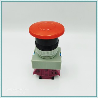 MODEL:ABW-411 PUSH BUTTON SWITCH  22MM. สวิตซ์หัวเห็ด 22มิล 1NO 1NC COLOR: แดง เขียว