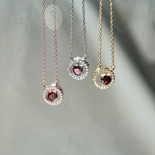 Lucky heart gemz 100 H&amp;A necklace. (สร้อยคอจี้หัวใจเศรษฐี งานชุบ 18k พลอยโกเมนแท้)