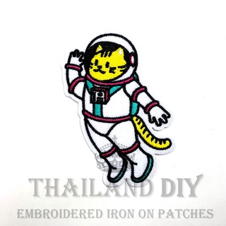 ตัวรีดติดเสื้อ งานปัก ตัวรีดนักบินอวกาศ การ์ตูน แมว อวกาศ น่ารัก Cat Space Astronaut Patch WOP DIY ตัวรีด อาร์มติดเสื้อ