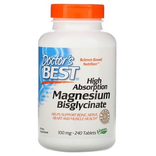 New 🌟PreOrder✅ Doctors Best, High Absorption Magnesium Bisglycinate, 100 mg , 240 Tablets