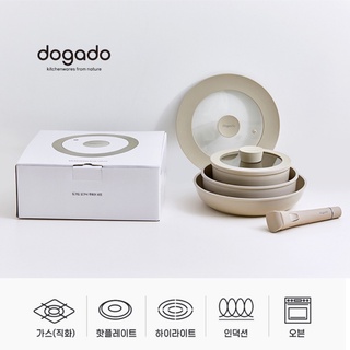 🚚 พร้อมส่ง Dogado Organic Cookware ชุดหม้อกระทะ  6 ชิ้น เคลือบเซรามิก ปลอดสารพิษ นิกเกิ้ล และ BPA กระทะ หม้อ ปิกนิก