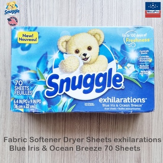 Snuggle® Fabric Softener Dryer Sheets Blue Iris &amp; Ocean Breeze 70 Sheets แผ่นอบผ้า กลิ่นบลูไอริส &amp; โอเชียน บีช