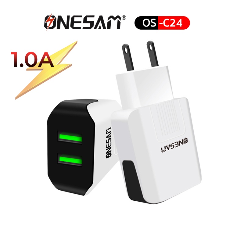 อแดปเตอร์ชาร์จแบต ONESAM รุ่น OS-C24 ชาร์จไว 1.0A USB Charger 2 ช่อง ของแท้ 100% รับประกัน 1 ปี คุณสมบัติ ONESAM รุ่น :