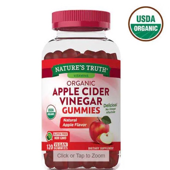 ถูกสุด!! Nature’s truth Apple Cider Vinegar Gummies แอปเปิ้ลไซเดอร์กัมมี่ (รสแอปเปิ้ล) แบบเยลลี่ 120เม็ด
