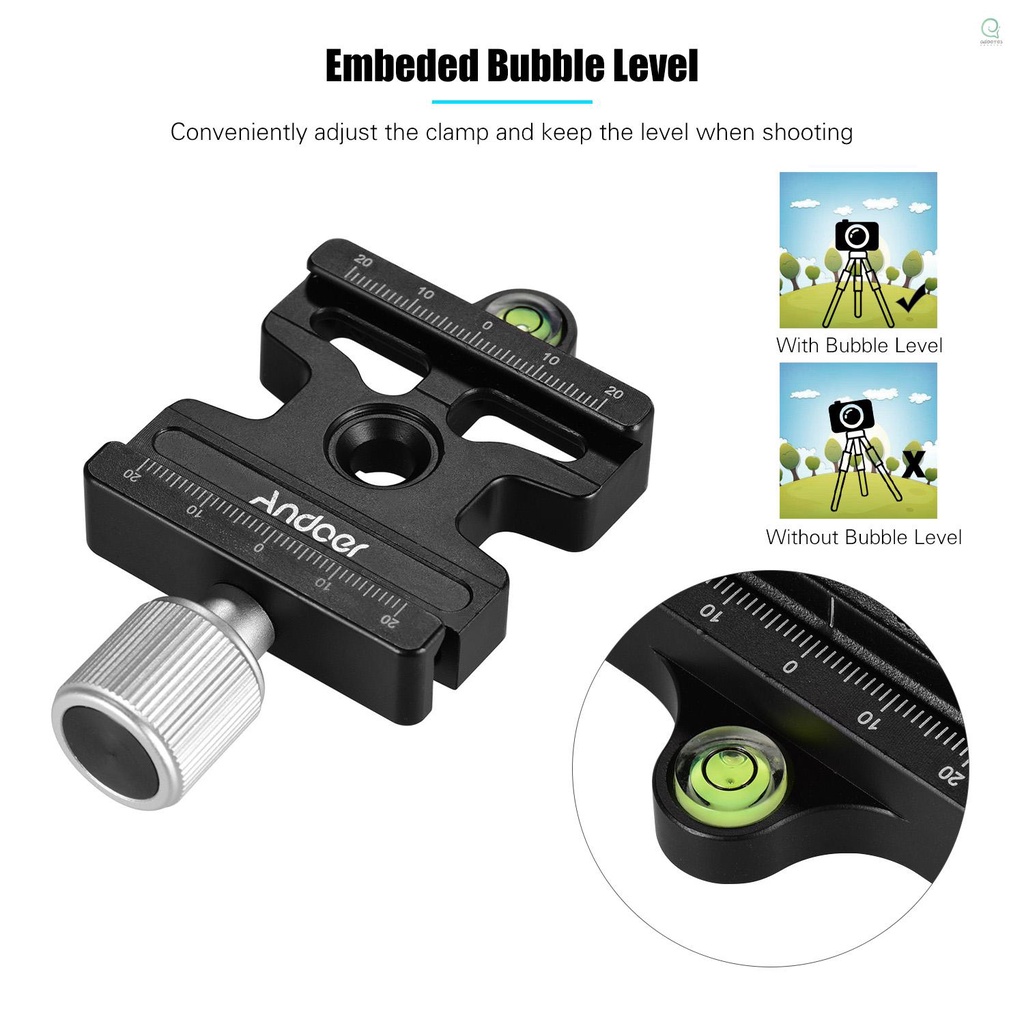 Andoer Dc-50P แคลมป์ปลดเร็วกล้อง อะลูมิเนียมอัลลอย เข้าได้กับ Arca Swiss Standard Quick Release Plate