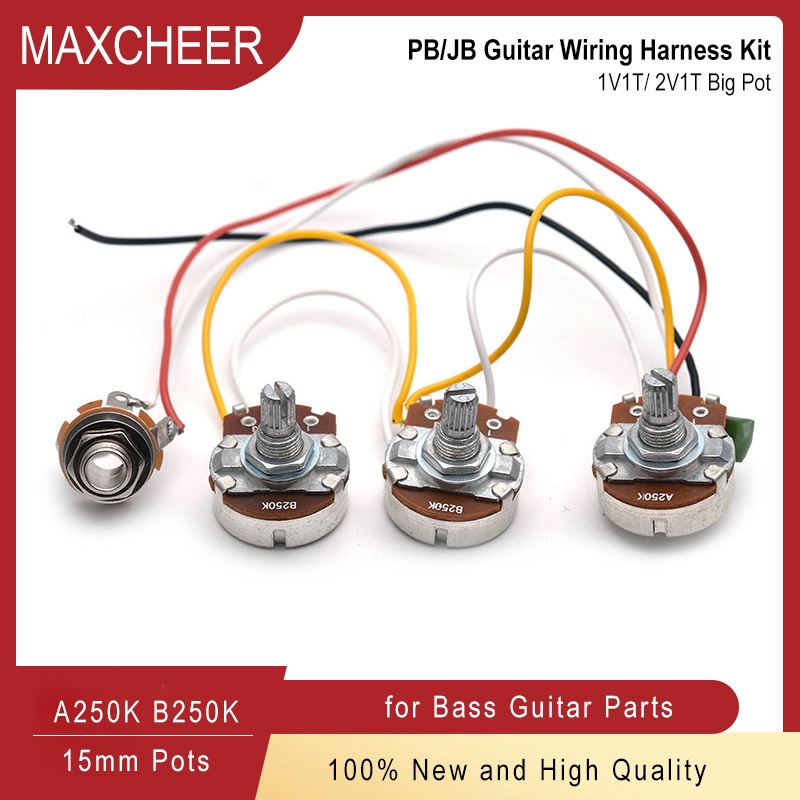 Pb/jb Bass สายไฟ Prewired Kit สําหรับ Precision Bass Big 250K Pots 1/2 Volume 1 Tone Jack