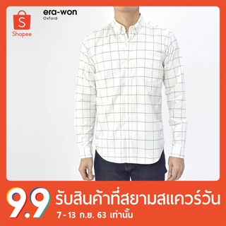 erawon Shop 0817WR เสื้อเชิ้ตคอปก Oxford Antibacterial สีขาวลายตาราง White Road