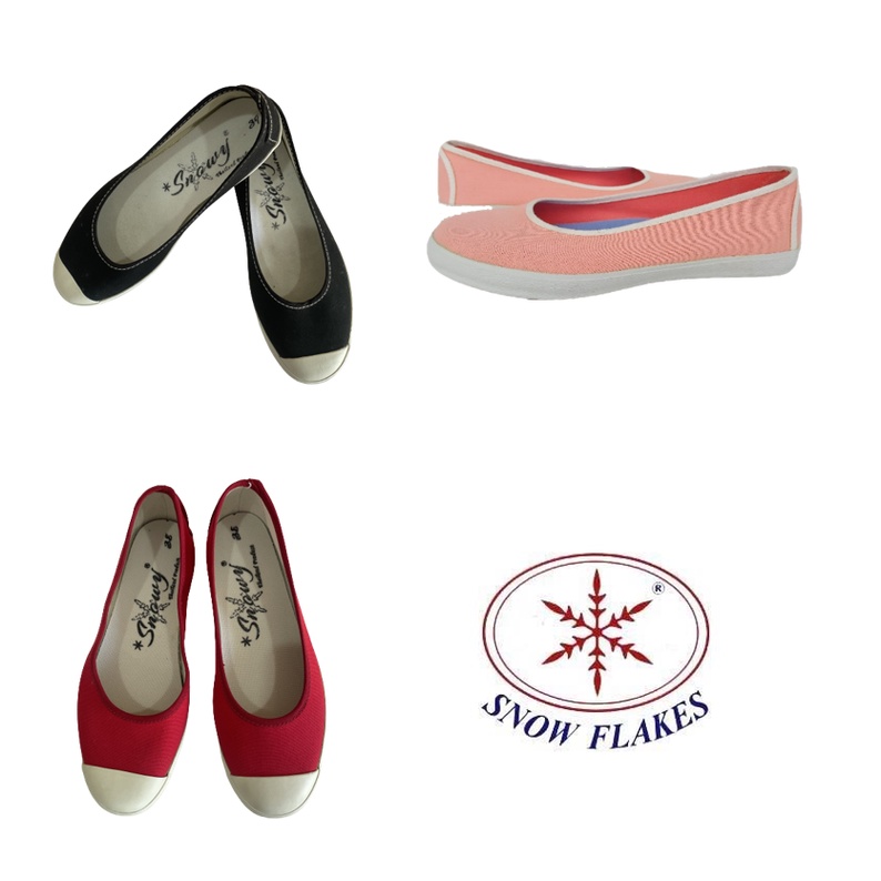 Snow flakes รองเท้าคัทชู หุ้มส้น Snowy S121 สีโอรส/แดงหัวยาง/ดำหัวยาง (35-41)