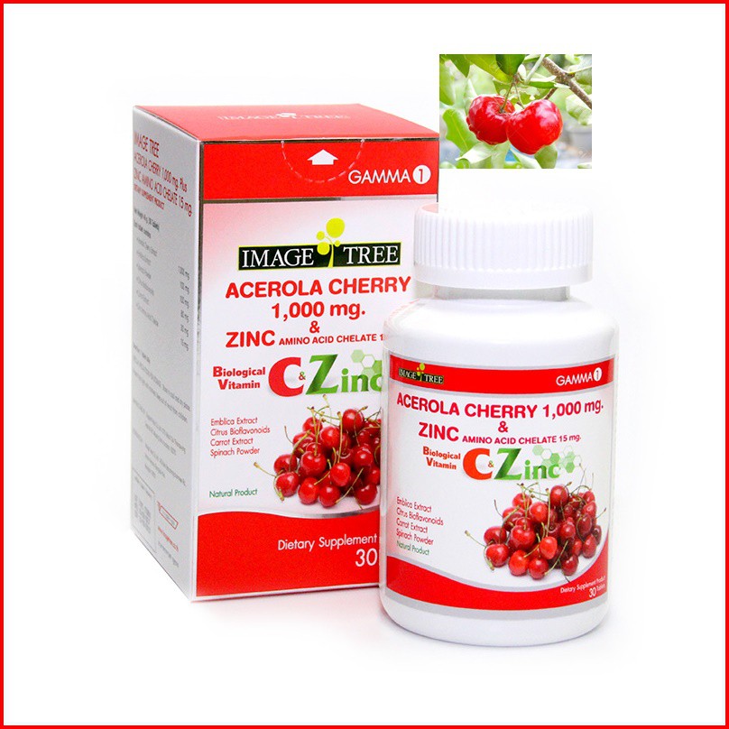 Image Tree Acerola Cherry 1,000 mg. Plus Zinc อะเซโรลาเชอร์รี่ & ซิงค์ วิตามินซีธรรมชาติ