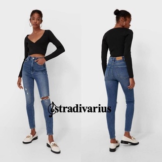 Stradivarius : Ripped Super High Waist Skinny Jeans