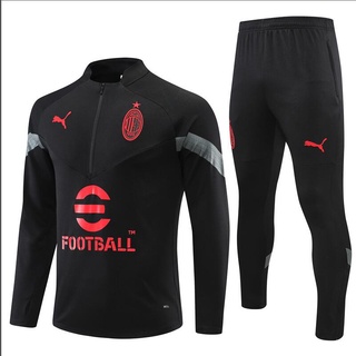 [พร้อมส่ง] ชุดวอร์มฟุตบอล 2022/23 AC milan Half Zip คุณภาพสูง สําหรับผู้ชาย