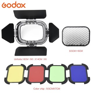 พร้อมส่ง Godox BD-07เฉพาะBarnประตูที่ถอดออกได้กับรังผึ้งกริด 4 เจลสีสำหรับGodox AD200 Pocket Flash