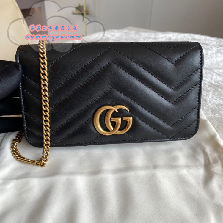 GUCCI Gucci GG Marmont WOC mini black chain bag/shoulder bag/cross bag 488426