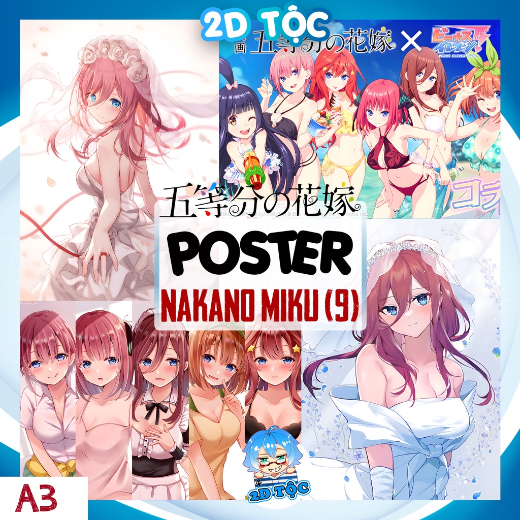 โปสเตอร์ระบายสี A3 NAKANO MIKU (9) ANIME MANGA HOUSE OF 5 BRIDES 5-TOUBUN ไม่มี HANAYOME - 2D SHOP โ