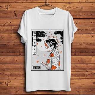 เสื้อยืดแขนสั้นลําลอง พิมพ์ลาย Demon Slayer Kimetsu no Yaiba Kamado Tanjirou สีขาว สไตล์สตรีท สําหรับผู้ชาย และผู้หญิงสา