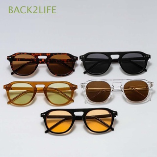 Back2life แว่นตากันแดด กรอบกลม สีน้ําตาล สไตล์วินเทจ สําหรับผู้ชาย ผู้หญิง