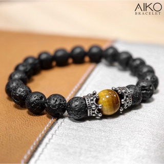 Crown on stone กำไลหินแท้ (Lava/ Tiger Eye)