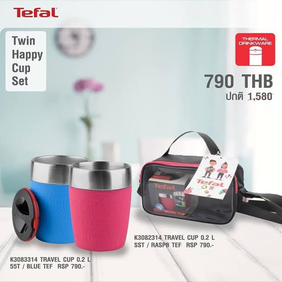 TEFAL ชุดแก้วน้ำเก็บอุณหภูมิ รุ่น Twin Happy Cup Set