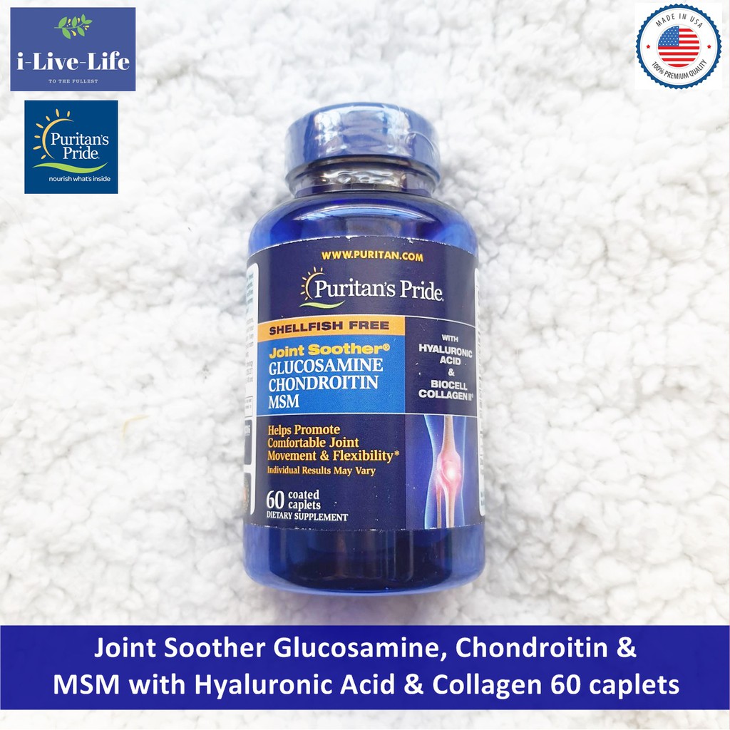 กลูโคซามีน Joint Soother Glucosamine, Chondroitin & MSM with Hyaluronic Acid & Collagen 60 caplets -