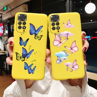 เคสโทรศัพท์มือถือ แบบนิ่ม ผิวด้าน ลายผีเสื้อ สีสันสดใส สําหรับ Xiaomi Redmi Note 11 Note 11S Note11 Pro