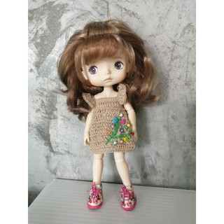 ชุด​ตุ๊กตา​ Monst joint doll ชุดตุ๊กตาโครเชต์ ปักลายดอกไม้ขนาด monst ลาติวาย บาโบลี่หรือขนาดใกล้เคียงไม่รวมตุ๊กตารองเท้า