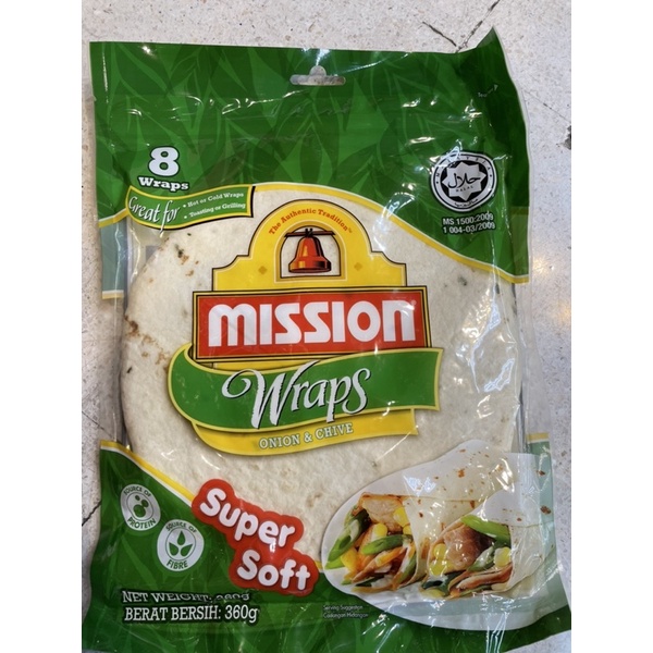 MISSION BRAND WRAPS ONION & CHIVE (360g)