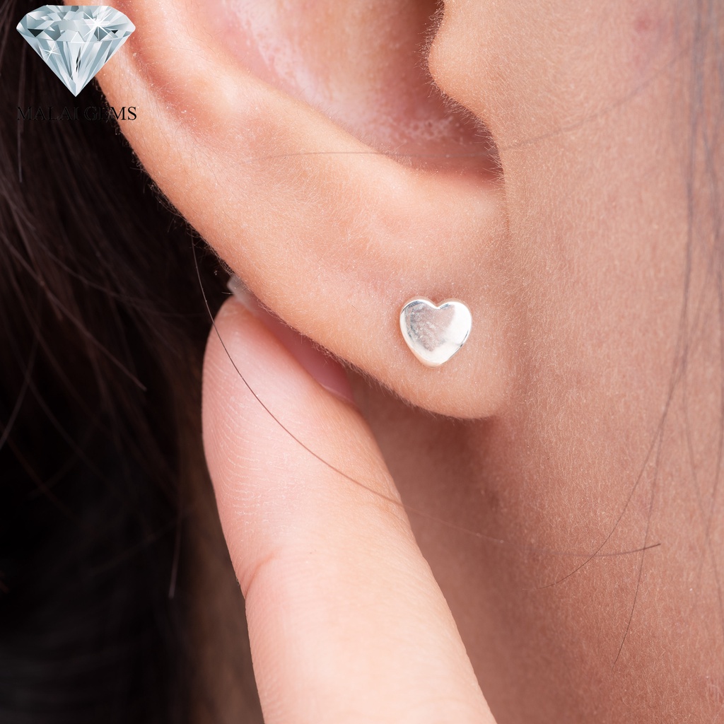 Malai Gems  ต่างหูเงินแท้ Silver 925 รุ่น Minimal หัวใจเล็ก   ต่างหูเงินแท้มินิมอส ตุ้มหูทรงหังใจ เหมาะสำหรับผู้หญิง