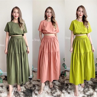 ชุดเซ็ทกระโปรง ชุดเซ็ท เสื้อ+กระโปรง   (รหัส บO)