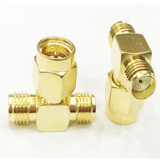 2 ชิ้น SMA Plug Male to 2 SMA Female Triple 3 Way T RF อะแดปเตอร์เชื่อมต่อ